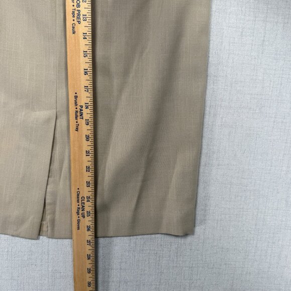 Vintage Oleg Cassini Skirt Suit Set Beige Navy Trim Pencil Straight Size 16 - Picture 13 of 16